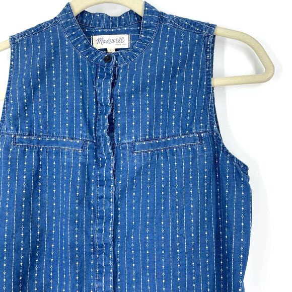 Madewell 100% Cotton Sleeveless Chambray Blouse Blue Women's Size XS - Picture 7 of 8